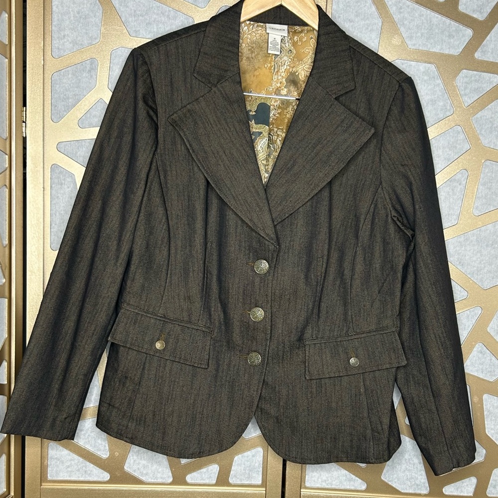 Venezia Womens Dark Brown Blazer Jacket
